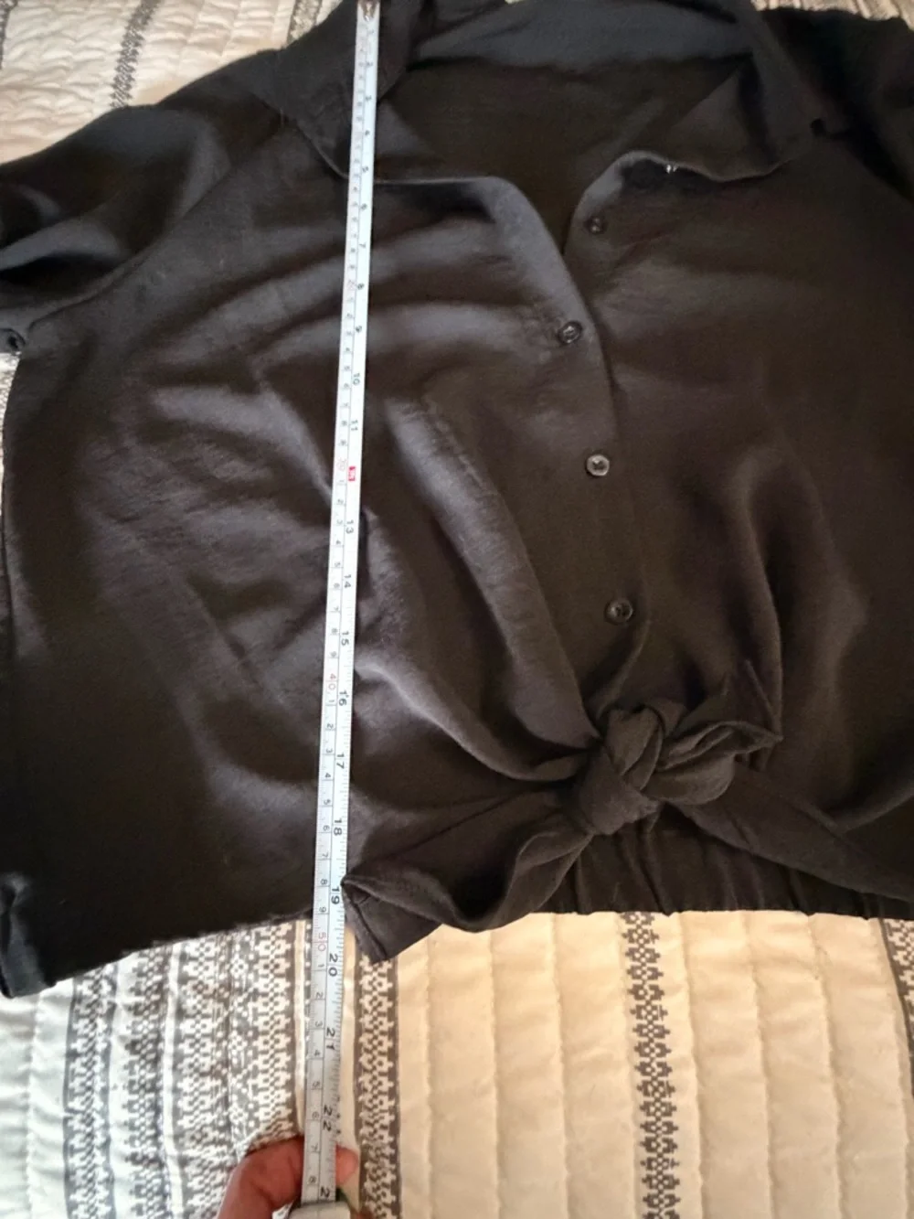 Simply Vera Vera Wang Black Button-Front Tie-Hem Blouse - Picture 4 of 5